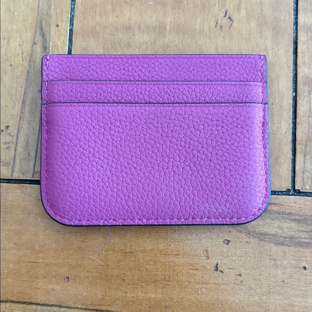 Tory Burch pink fuchsia plumberry ELEANOR PEBBLED CARD CASE EUC - Picture 2 of 9